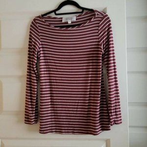 Amour Vert Maroon Striped quarter sleeve